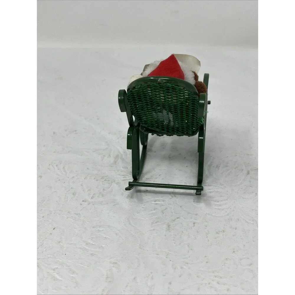 Miniature Wire Metal Rocker Rocking Chair Teddy Bear Dollhouse 1:12 Scale Green